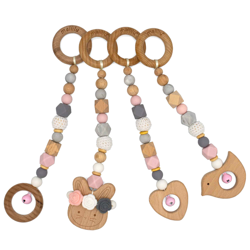 LOU *rosa* Spielbogen / Trapez Anhänger-Set für Baby Gym - Mallilu