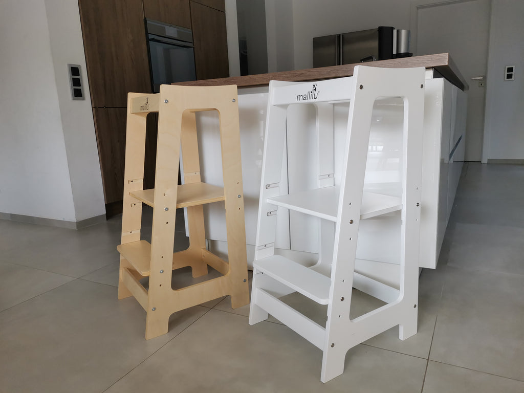 Küchenhelfer Turm Montessori Lernturm  höhenverstellbar weiß