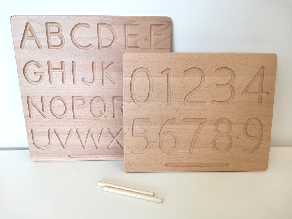 Montessori Set Buchstaben Tafel / ABC  und Zahlen Board Lernmittel aus Holz